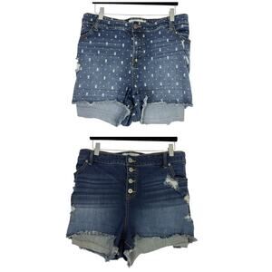 Torrid Medium Blue Jean Shorts Women's Plus Size 28 Cut Off Distressed Shorts
